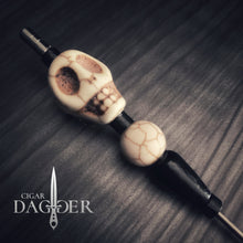 Load image into Gallery viewer, black tie tony cigar poker close up of skull
