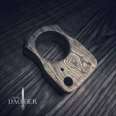 Damascus Steel EDC Tool with Dagger Slot Stand