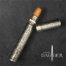 Load image into Gallery viewer, Ornate Metal Single Cigar Tube - Floral Scroll Edition - 5 Colors