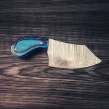 Load image into Gallery viewer, Hand-Forged Damascus Steel Skinner Knives – Blue Wood &amp; Orange Resin Editions