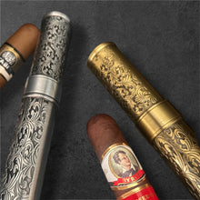 Load image into Gallery viewer, Ornate Metal Single Cigar Tube - Floral Scroll Edition - 5 Colors