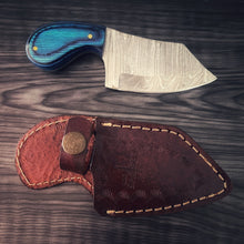 Load image into Gallery viewer, Hand-Forged Damascus Steel Skinner Knives – Blue Wood &amp; Orange Resin Editions