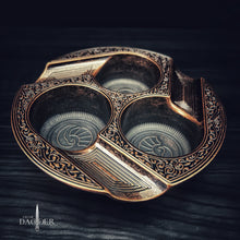 Load image into Gallery viewer, Vintage Style 3 Finger Small Ashtray in Antique Copper or Brass