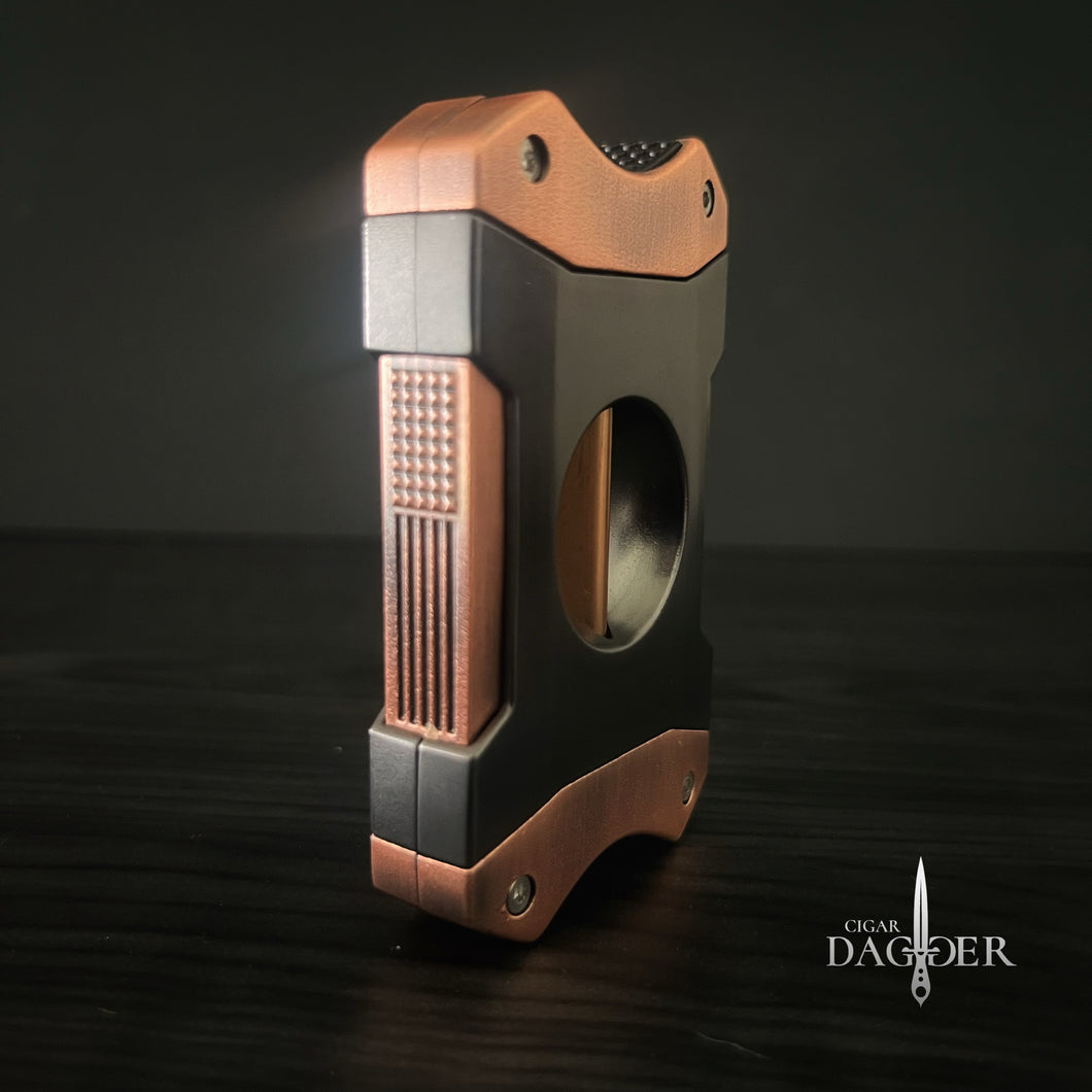 Industrial V-Cut Cigar Cutter – Matte Copper & Black