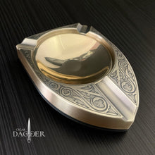 Load image into Gallery viewer, The Shield Antique Gold 3 Finger Cigar Ashtray