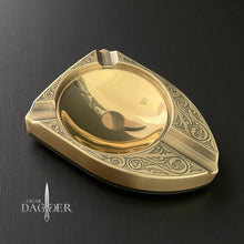 Load image into Gallery viewer, The Shield Antique Gold 3 Finger Cigar Ashtray