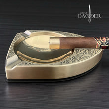 Load image into Gallery viewer, The Shield Antique Gold 3 Finger Cigar Ashtray