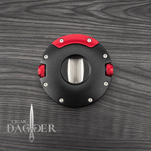 Load image into Gallery viewer, The Orbit V Cut Cigar Cutter With Punch in Matte Black and Red