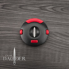 Load image into Gallery viewer, The Orbit V Cut Cigar Cutter With Punch in Matte Black and Red