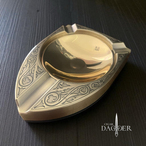 The Shield Antique Gold 3 Finger Cigar Ashtray