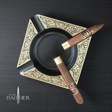 Load image into Gallery viewer, Noir Gold Classic – 4 Finger Rest Slim Profile Cigar Ashtray