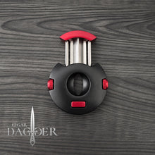 Load image into Gallery viewer, The Orbit V Cut Cigar Cutter With Punch in Matte Black and Red