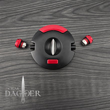 Load image into Gallery viewer, The Orbit V Cut Cigar Cutter With Punch in Matte Black and Red