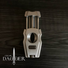 Load image into Gallery viewer, SteamPunk Cigar Cutter V Cut with Detachable Punch (Brushed Silver)
