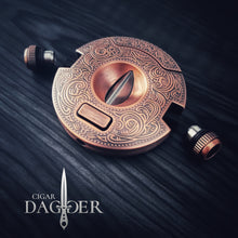 Load image into Gallery viewer, Antique Copper Orbit V Cigar Cutter with Detachable Punch Cutters