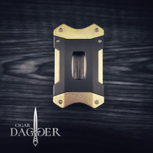 Load image into Gallery viewer, Industrial Cigar Cutter V-Cut Matte Black &amp; Brass