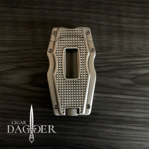 SteamPunk Cigar Cutter V Cut with Detachable Punch (Brushed Silver)