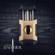 Load image into Gallery viewer, Industrial Cigar Cutter V-Cut Brass &amp; Matte Black