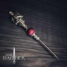 Load image into Gallery viewer, the red knight cigar saver with silver toned jewelry elements and beads