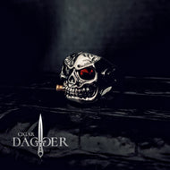 Cigar Skull Ring (red zircon)