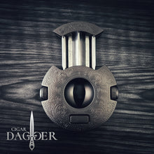 Load image into Gallery viewer, Antique Gunmetal Orbit V Cigar Cutter with Detachable Punch Cutters