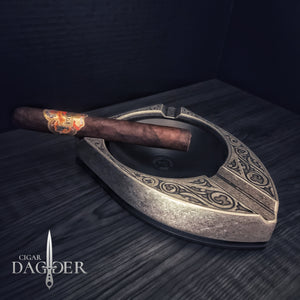 The Shield Antique Silver 3 Finger Cigar Ashtray