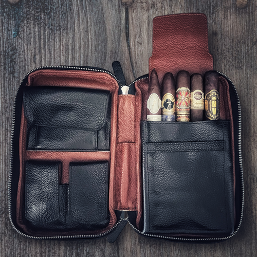 The Limited Edition Black & Brown Leather Cigar Case