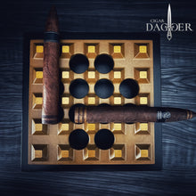 Load image into Gallery viewer, The Industrial Grid Cigar Ashtray in Gold On Black