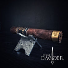 Load image into Gallery viewer, Cigar Dagger Damascus Steel Cigar Stand