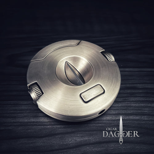 The Orbit V Cut Cigar Cutter With Punch in Silver