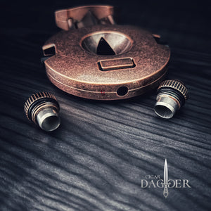 The Orbit V Cut Cigar Cutter With Punch in Copper