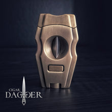 Load image into Gallery viewer, SteamPunk Cigar Cutter V Cut and Punch (brass)